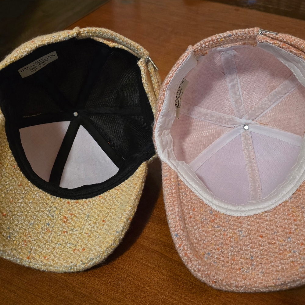 (3) Chic Tweed Winter Baseball Caps Yellow, Pink & Leopard by Lulla Collection - Picture 12 of 15